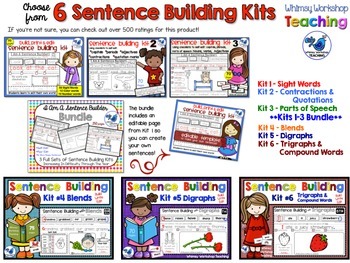 Sentence Building Kits Sampler 2 (Kits 4, 5, 6) Whimsy Workshop