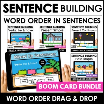 Preview of Sentence Building  Present Simple, Past Simple & Present Continuous Boom Cards