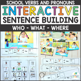 Sentence Building School Verbs - Who What Where Questions 