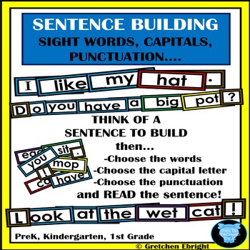 Preview of Sentence Building Task Cards - Sight Words, Capitals, Punctuation
