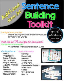 Preview of Sentence Building Toolkit- Sight Word Icon Set