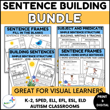 Preview of Sentence Building With Visuals For Beginning Readers and Writers Bundle