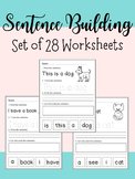 Sentence Building Worksheet Set-Read, Trace, Write, and Cu