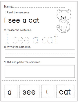 Sentence Building Worksheets Read+Write by New Skill School | TPT