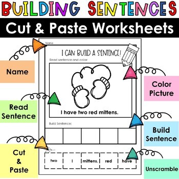 Preview of Summer Sentence Scramble - Build a Sentence Cut and Paste Worksheets