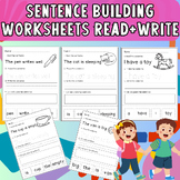 Sentence Building Worksheets, reading, tracing, writing, d
