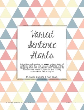 Preview of Sentence Writing - Varied Sentence Starts