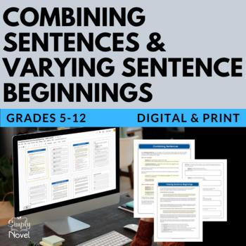 Preview of Sentence Combining & Varying Sentence Beginnings Handouts - Print & Digital