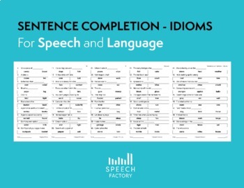 Aphasia Sentence Completion Teaching Resources | TPT