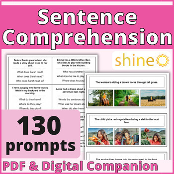 Preview of Sentence Comprehension Questions, Picture Reading Comprehending Language Speech
