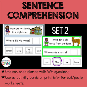Preview of Sentence Comprehension  WH Questions Set 2