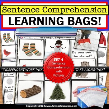 Preview of Sentence Comprehension WINTER WORDS Learning Bag for Special Education SET 4