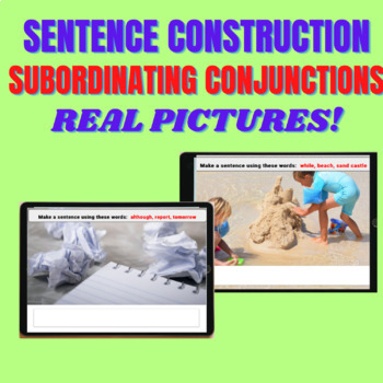 Preview of Sentence Construction Subordinating Conjunctions Boom Cards