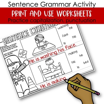 Sentence Construction Worksheet And Boom Card Activity For Sentence Grammar