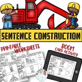 Sentence Construction: Worksheet and Boom Card Activity fo