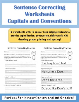 Preview of Sentence Correcting: Capitals and Punctuation Bundle