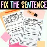 Sentence Correction Worksheets Fix the Sentence Kindergart