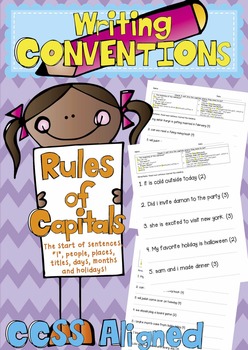 Preview of Sentence Corrections - Rules of Capitals (Writing Conventions CCSS Aligned)