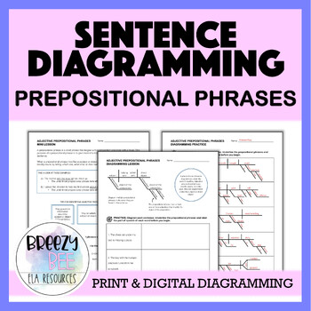 Preview of Sentence Diagramming Prepositional Phrases Lessons and Practice