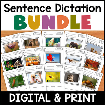 Preview of Sentence Dictation Bundle with Photo Writing Prompts