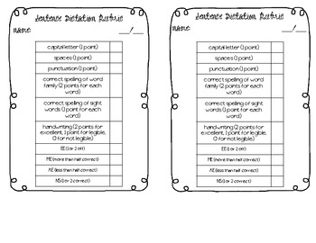 worksheets english 2nd grade grammar Pay Sentence Dictation  Rubric Teachers by  Stephanie Arms