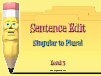 Preview of Sentence Edit - Singular to Plural Smartboard