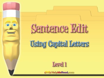 Preview of Sentence Edit - Using Capital Letters Smartboard