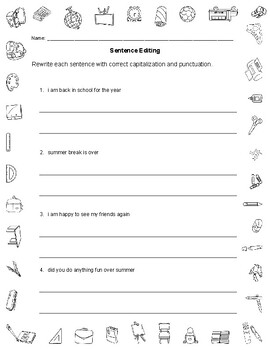 Sentence Editing-Back to School Theme by Homeschooling while Homesteading