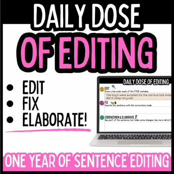 Preview of Sentence Editing Proofreading ELA Warm ups Daily Grammar Practice 1 YEAR BUNDLE