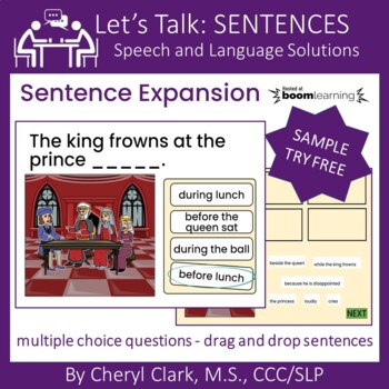 Preview of Sentence Expansion BOOM Cards Digital Task Cards