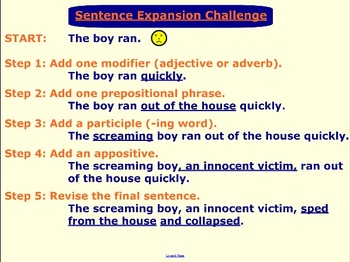 Preview of Sentence Expansion SMART Board Lesson & Activity