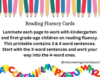 Preview of Sentence Fluency Cards
