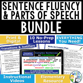 Preview of Sentence Fluency, Sentence Types, Sentence Structure, Parts of Speech - Bundle