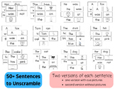 Sentence Fluency Unscramble Cards Center Activity