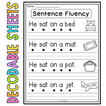 sentence fluency worksheets kindergarten reading by my teaching pal