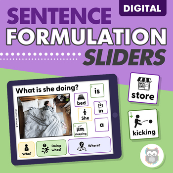 Preview of DIGITAL Sentence Formulation Sliders | Syntax, WH Questions | Real Pictures