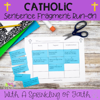 Preview of Sentence Fragment Run-On Catholic Theme