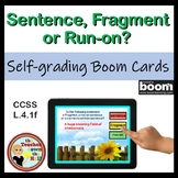Sentence Fragment Run-on BOOM Cards Digital ELAR Activity