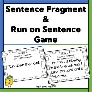 Preview of Sentence Fragment and Run On Sentence Game - Elementary - ELA Games - Active