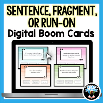 Preview of Grammar Sentence Fragment or Run-On Boom Cards Review Game