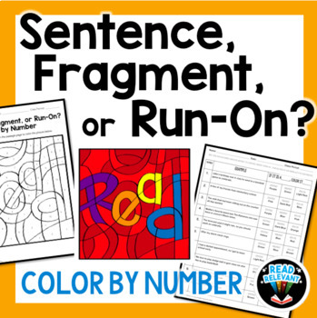 Preview of Sentence, Fragment, or Run-On? Color by Number ELA Activity Language Arts
