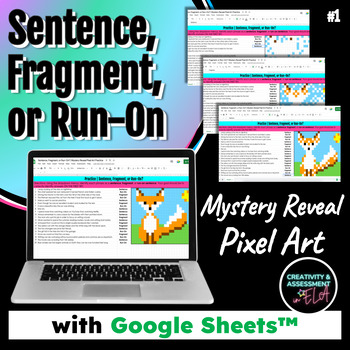 Preview of Sentence, Fragment, or Run-On? Mystery Reveal Picture Pixel Art Puzzle Activity