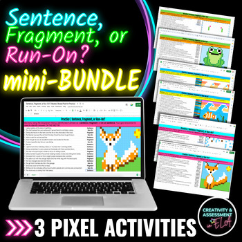 Preview of Sentence, Fragment, or Run-On? mini-BUNDLE | Mystery Reveal Pixel Art Puzzles