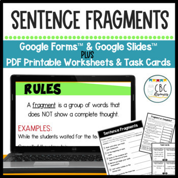 Preview of Sentence Fragments Lessons and Activities with Google Slides™ & Google Forms™