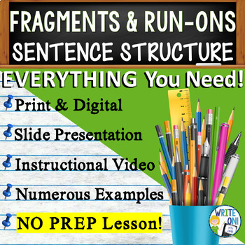 Preview of Identify & Correct Sentence Fragments, Run On Sentences - Sentence Structure