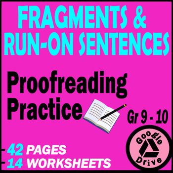 Preview of Sentence Fragments: Worksheets, Reviews, Proofreading Practice. HS English