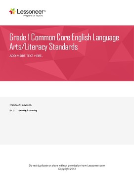 Preview of Sentence Frames, Vocabulary, and More for 1st ELA Speaking & Listening Standards