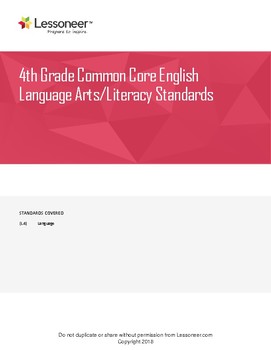 Preview of Sentence Frames, Vocabulary, and More for 4th Grade ELA Language Standards
