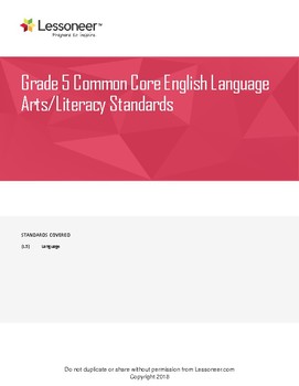 Preview of Sentence Frames, Vocabulary, and More for 5th Grade ELA Language Standards