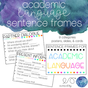 Preview of Sentence Frames for Academic Language - Slides, Posters, & Cards